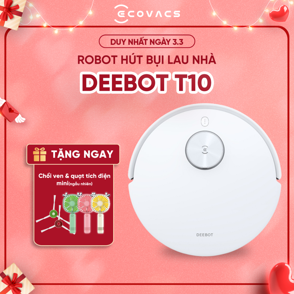 Robot hút bụi lau nhà Ecovacs Deebot T10_Lực hút 3000 Pa _Bản Quốc tế_Hàng chính hãng