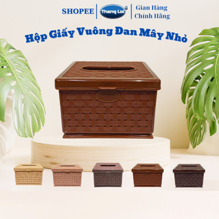 Hộp đựng khăn giấy vuông, Hộp đựng giấy đan mây size nhỏ dành cho nhà hàng, quán ăn