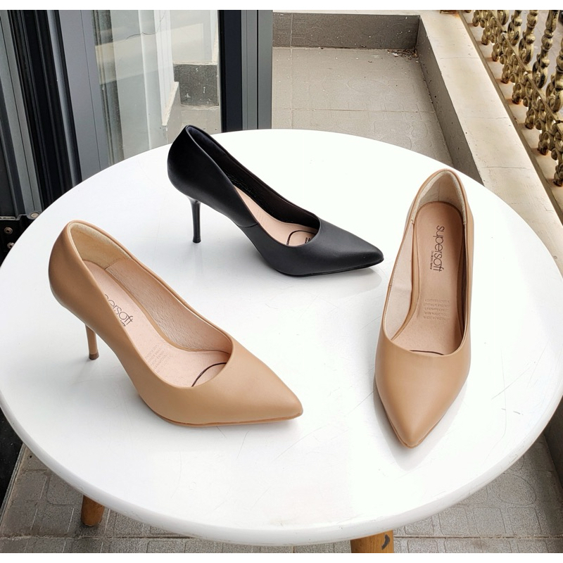 Giày cao gót da thật gót đũa cao 8cm