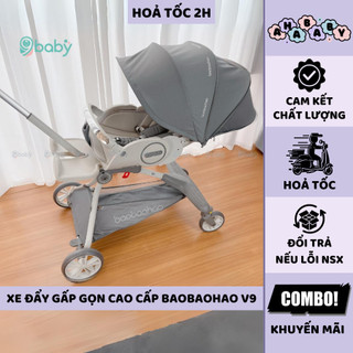 Xe đẩy 2 chiều gấp gọn V9 Baobaohao cao cấp, hàng chính hãng an toàn, tiện lợi, dễ dàng gấp gọn mang đi xa màu xám