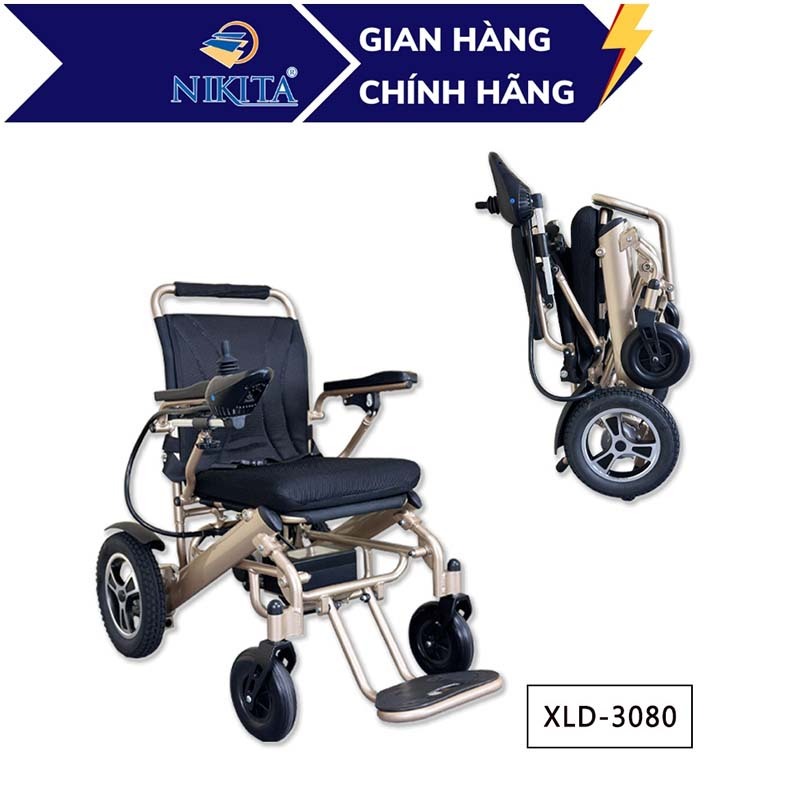 Xe Lăn Điều Khiển Điện 4 Bánh Cho Người Tai Biến, XLD-3080, Dễ Dàng Sử Dụng, An Toàn, Chính Hãng NIKITA