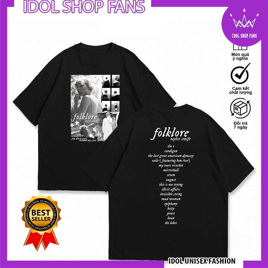 Áo thun Taylor Swift Album 1989, Áo Ca Sĩ Taylor Swift Folklore 2 mặt cho Fan, Áo The Eras Tour. Áo 