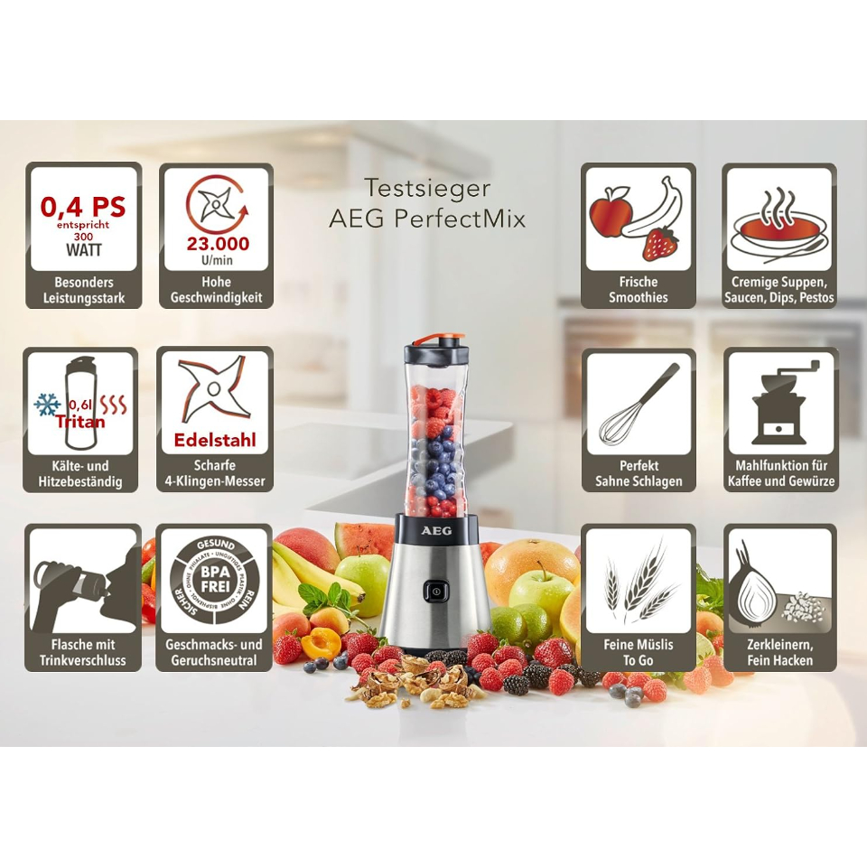 Máy xay sinh tố AEG mini SB2400 nội địa Đức, máy xay sinh tố mini cầm tay thiết kế hiện đại, tinh tế GermanySnT 400070