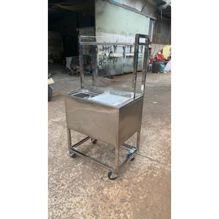 Thùng đá inox kèm khay topping có chân kệ bán ché sinh tố inox đại cường td003