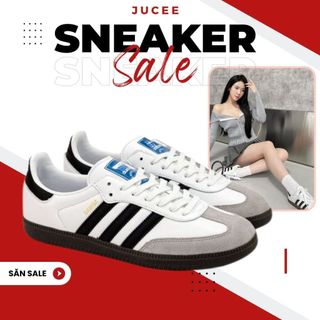 Giày samba classic nam nữ TRENDLUXE màu trắng đen đế nâu 3 sọc thể thao mẫu mới 2023