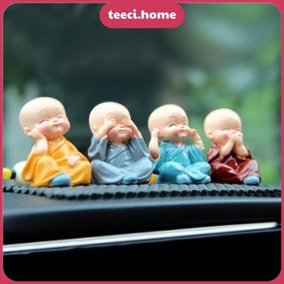 Sỉ Bộ Tượng Tứ Không Chú Tiểu Hòa Thượng Phong Thủy 4 Tư Thế Trang Trí Xe Hơi Để Bàn Làm Việc TEECI CL011