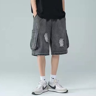 Quần Short SỌT lửng Jean Nam Túi hộp co dãn 4 chiều SuzaSport, Quần Sooc bò trơn và rách thời trang - Jean01