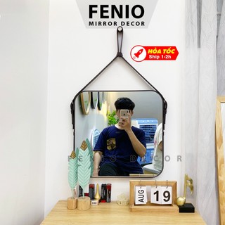 Gương treo tường dây da hình tròn hình vuông gương decor phòng ngủ, quán cafe, homestay