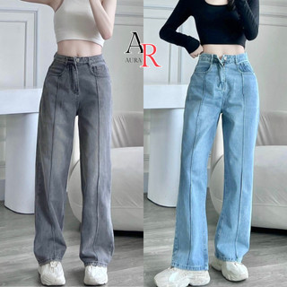 Quần Jean nữ ống suông rộng form rộng lưng cao Avocado, quần bò ống suông nữ cạp cao
