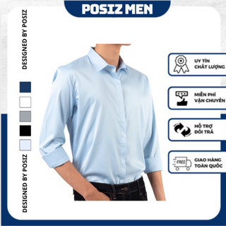 Áo sơ mi nam dài tay form rộng giấu nút posiz men,sơ mi nam công sở giấu nút posiz34