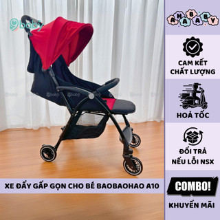Xe đẩy cho bé gấp gọn Baobaohao A10 màu đỏ kèm màn - Giảm rung lắc tối đa - Bảo hành 1 năm