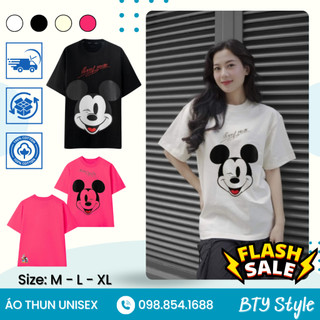 Áo Thun Chuột Mickey Disney Nam Nữ Cổ Tròn Form Rộng Unisex 100% Cotton 2 Chiều Mềm Mịn Thoáng Mát - AC301