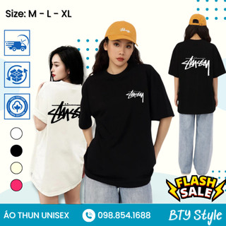 Áo Thun Stussy Unisex Form Rộng 100% Cotton 2 Chiều Không Phai