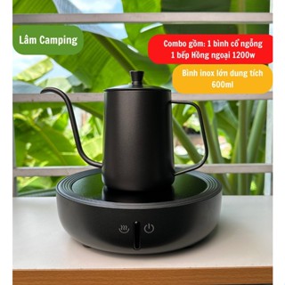 Combo bếp hồng ngoại 1200W (màu xám) + Bình cổ ngỗng 350ml/600ml inox 304 (không kèm bất cứ phụ kiện nào)
