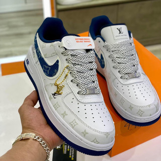 Giày af1 07 low dark dnim blue white slive af1 trắng móc xanh full box bill