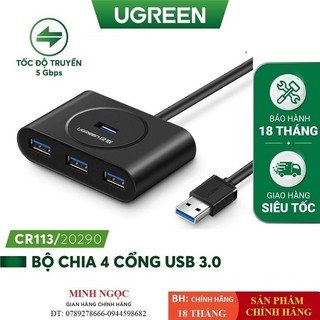 Hub bộ chia 4 cổng usb 3.0 tốc độ 5gbps chính hãng ugreen cr113 cao cấp