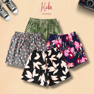 Quần đùi nữ KABI short ngắn thun cotton mặc nhà hoa văn không túi thoáng mát dễ thương