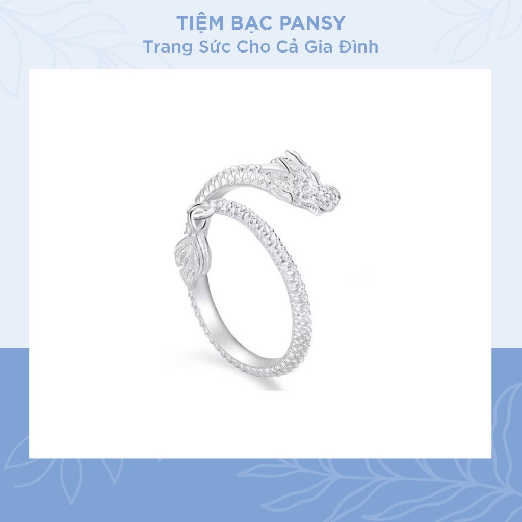 Nhẫn bạc nam nữ unisex khắc hình rồng 2024 may mắn - Nhẫn bạc thật thiết kế hở freesize có thể điều chỉnh kích cỡ