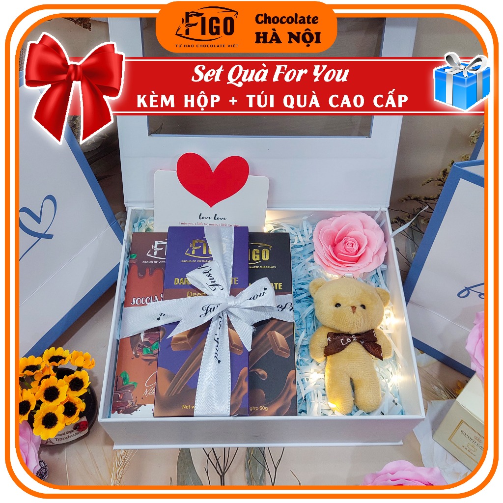 Set Quà tặng Cửa sổ Socola 50gr+ 1 Gấu | Quà tặng sinh nhật, Valentine người thương yêu Mix đủ vị socola ngọt ngào,yêu