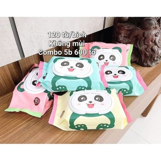 Combo 5 gói khăn ướt gấu Thiên Phúc kháng khuẩn không mùi an toàn cho bé loại 120 tờ/bịch