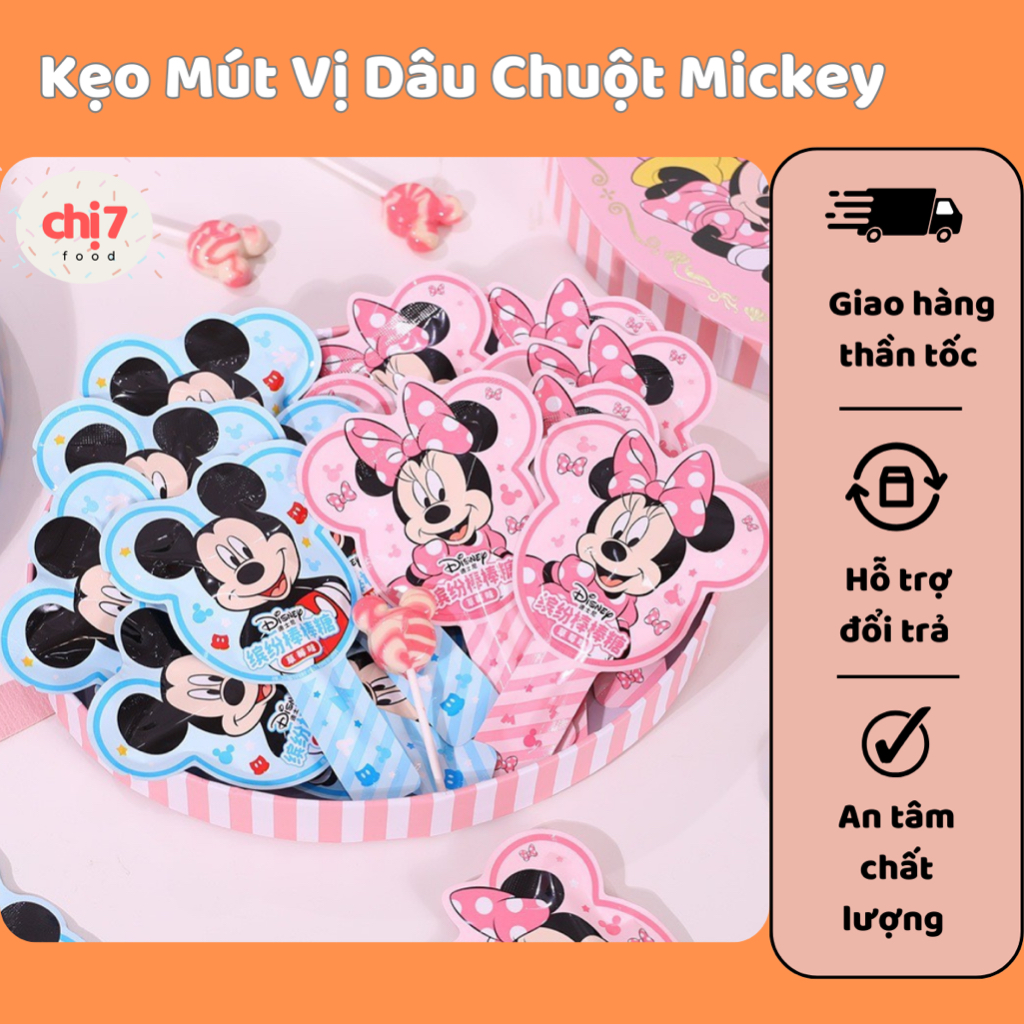 Kẹo Mút Sữa Vị Dâu Chuột Mickey Và Minnie - Chị7FOOD