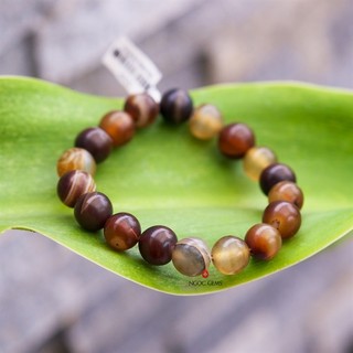 Vòng tay agate nâu - mã não nâu - nam tính, mạnh mẽ - ngọc gems