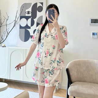 Vibes đồ bộ pijama ngắn lụa gấm cao cấp rosie py set