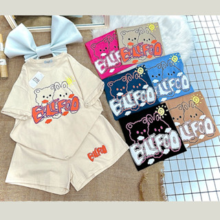  M03 Bộ 3158 tay ngắn cotton khô in  G.Ấ.U.T.H.Ỏ   Chiều dài áo 70cm ngang áo 53cm 