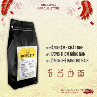 Cà phê rang mộc nguyên chất 100% pha phin, cà phê robusta 90s coffee đắng đậm thơm nồng gu truyền thống 500g