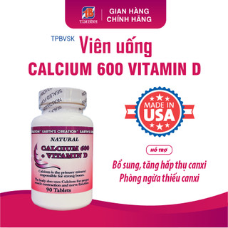 Viên uống Calcium 600 Vitamin D bổ sung canxi, giúp xương chắc khỏe, chống còi xương (Hộp 90v)
