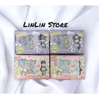 Hộp 10 tấm Sticker + 6 cuộn washi pet