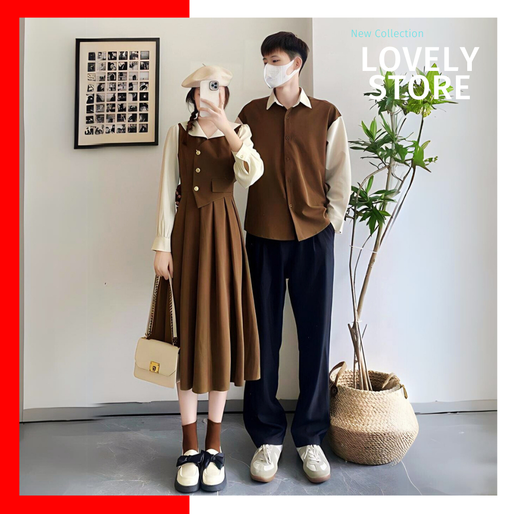 Đồ đôi couple set áo sơ mi nam váy nữ LOVELY STORE 12