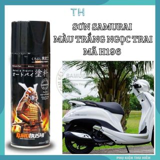 Sơn Xịt Samurai màu trắng ngọc trai H196 ** chuyên dùng cho xe máy chống cháy, chống rạn nứt, vòi xịt chống chảy
