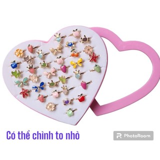 Hộp 36 nhẫn xinh cho bé có thể chỉnh to nhỏ