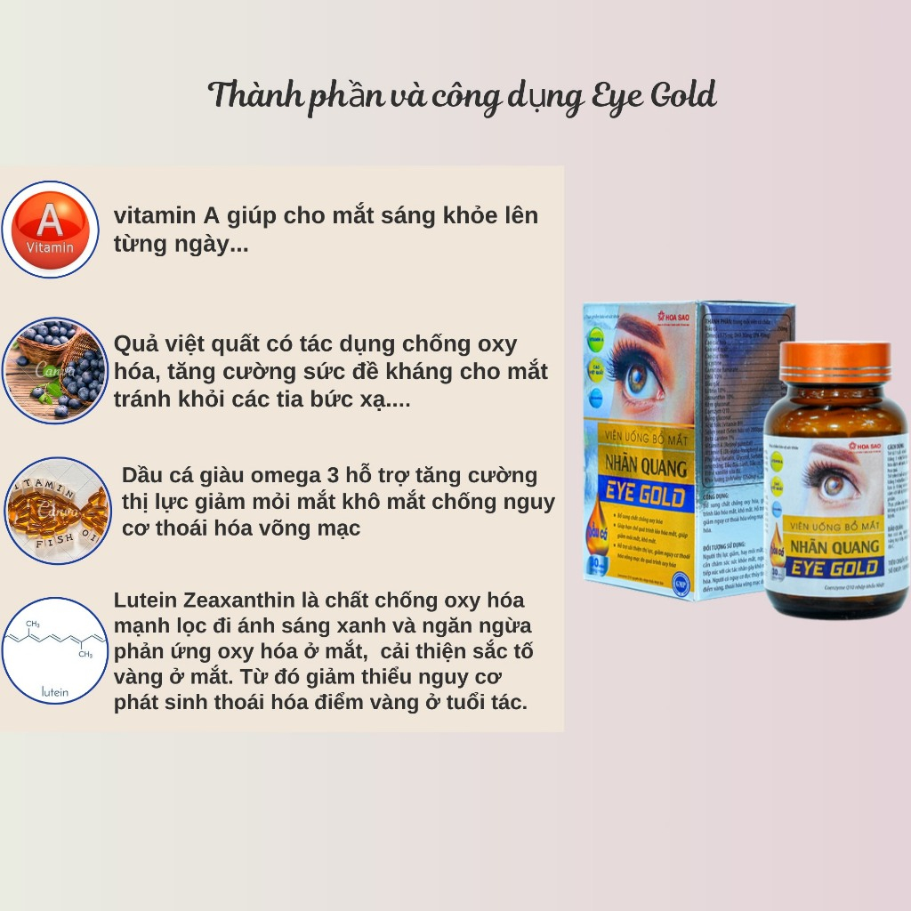 Viên Uống Bổ Mắt EYE GOLD Hỗ Trợ Tăng Cường Thị Lực Chống Mỏi Mắt Cho