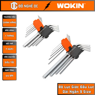 Bộ lục giác đầu lục dài ngắn 9 size, bộ lục lăng cao cấp 207209 207309 wokin tools, chất liệu hợp kim thép cứng