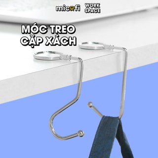 Móc Treo Micofi Treo Túi Xách Balo Kim Loại Để Bàn, Gắn Cạnh Bàn Không Cần Dán Nhỏ Gọn Chịu Lực 15 KG Đa Năng