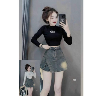 Áo thun nữ tay dài phom croptop vải tăm lạnh - Bin Tin Shop