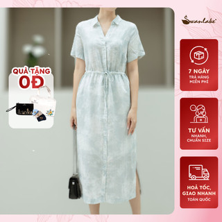 SWANLAKE | Đầm Sơ Mi Dáng Dài Linen Tưng Ombre Cao Cấp, Độc Quyền - D11009LW01