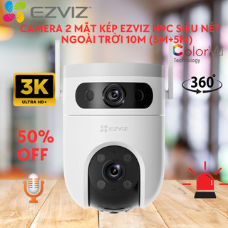 Camera ezviz ngoài trời 2 mắt kép dual camera 10MP H9C và 6M chống nước xoay 360 độ, báo động còi hú,toàn cảnh