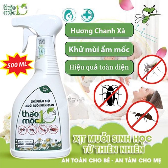 Chai Dung Dịch Thảo Mộc Xịt Đuổi Muỗi, Côn Trùng Thảo Mộc 10S 500ml Mùi Hương Dễ Chịu Xuất Xứ Thảo Mộc - Đuổi Muỗi, Gián