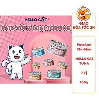 (CÓ QUÀ TẶNG) Pate Lon Cho Mèo HELLO CAT TUNA 7 Vị - 160g