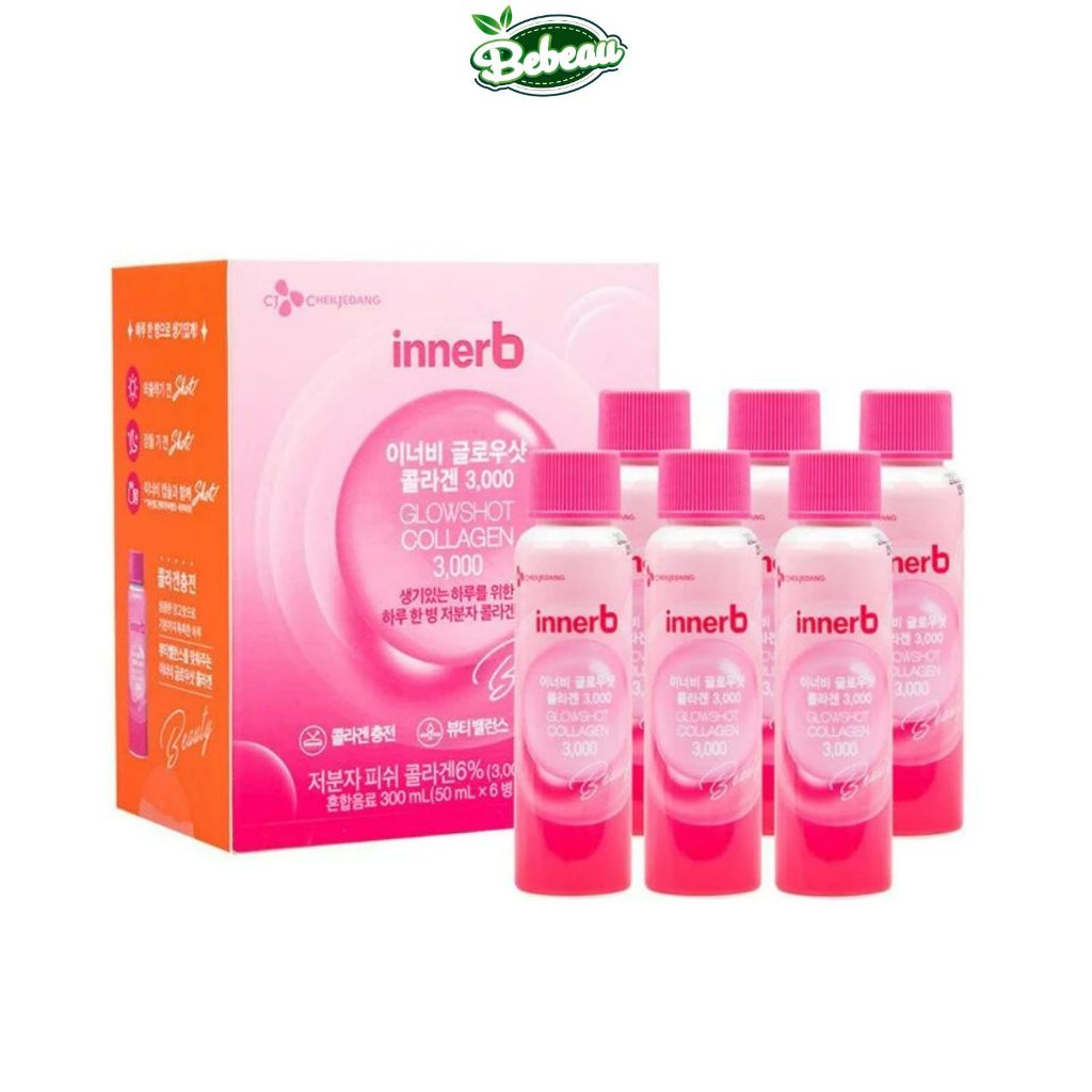 Nước Uống InnerB Glowshot Collagen hỗ trợ trẻ hóa hương vị xóa 300ml (50ml x 6 Chai) - Bebeaumall