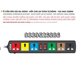 Ổ Cắm Điện LIOA, 6 Ổ Cắm, Có 2 Công Tắc, Dây Dài 3m, Mã: 6D32N