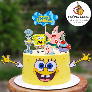 Mẫu Bọt Biển SpongeBob - Que Giấy trang trí Bánh kem, Topper trang trí Bánh Sinh nhật, Sự Kiện (phụ kiện Hoàng Long)