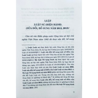 Sách - Luật Luật Sư (Hiện Hành) (sửa đổi, bổ sung năm 2012, 2015)
