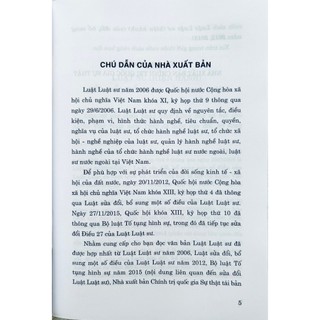 Sách - Luật Luật Sư (Hiện Hành) (sửa đổi, bổ sung năm 2012, 2015)