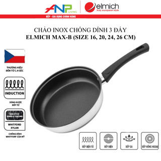 Chảo Chống Dính Đáy Rời 3 Lớp Inox 304 Elmich Max-B EL-3765, EL-3766, EL-3767, EL-3768