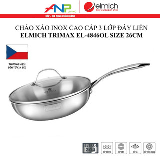 Chảo inox 3 lớp đáy liền sâu lòng elmich el-4846ol