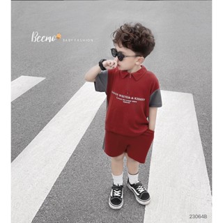 <6-23kg> Bộ cộc Beemo cotton gân mềm, in chữ, phối màu, phối khóa cổ xịn xò cho bé trai đi học, đi chơi
